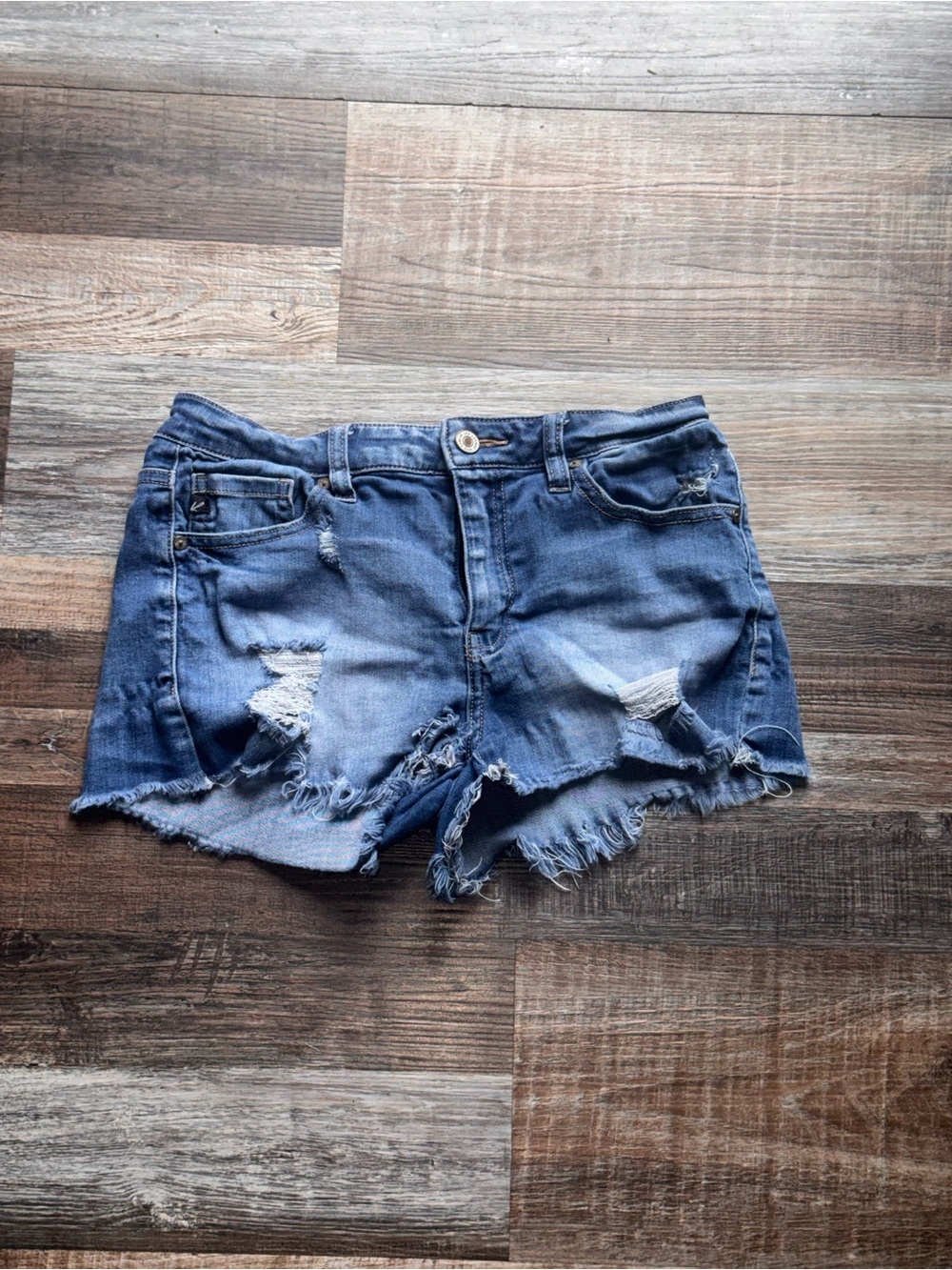 SHEIN Light Blue Distressed Denim Cutoff Shorts